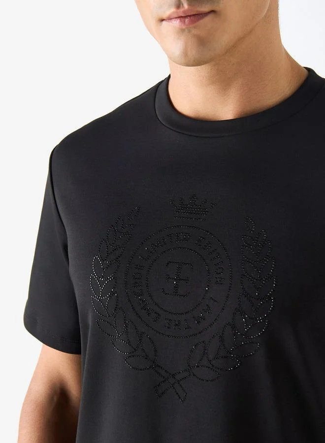 Emperor Emperor Rhinestone Embellished T-shirt with Short Sleeves