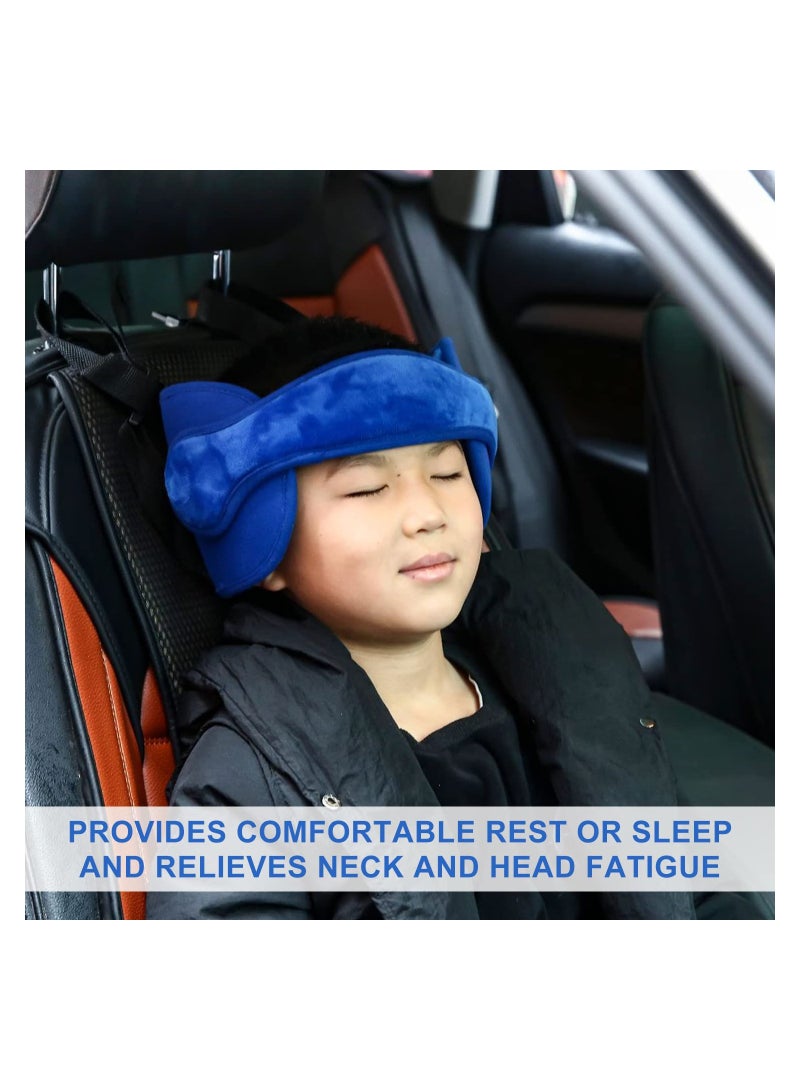 Adjustable Child Car Head Support & Sleep Aid Belt, Cotton Headrest for Baby & Toddler Safety Seat, Neck Support Strap (Blue) - Image 5