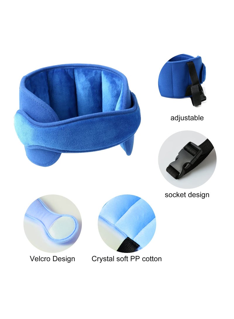 Adjustable Child Car Head Support & Sleep Aid Belt, Cotton Headrest for Baby & Toddler Safety Seat, Neck Support Strap (Blue) - Image 3