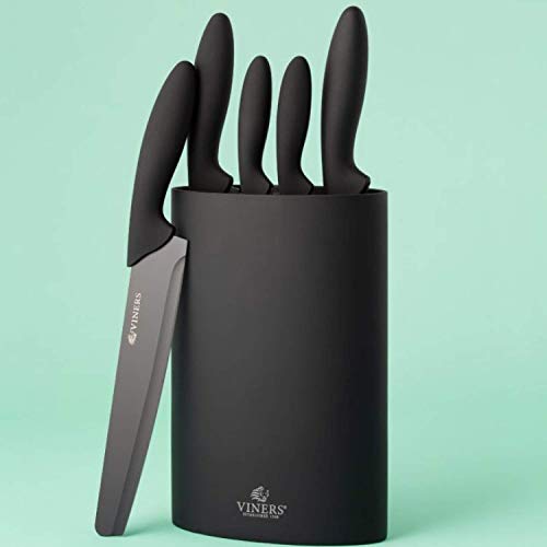 Viners Premium International Stainless Steel Kitchen Knife Setof 5 with Holder| Black Sharp Professional Kitchen Knife, Chaku Set | Crafted in UK - Image 3