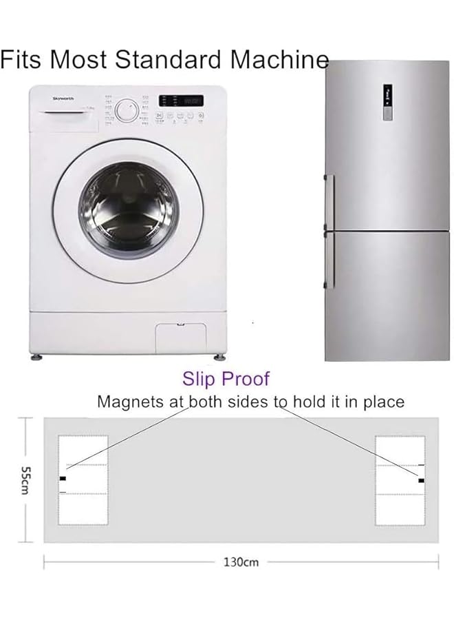 إيروريكس أغطية علوية للغسالة والمجفف، غطاء الغسالة، غطاء الغبار للثلاجة، غطاء علوي للغسالة، تحميل أمامي للمنزل والمطبخ، غسيل الملابس مع أكياس تخزين 55 × 130 سم، أسهم رمادية - Image 2