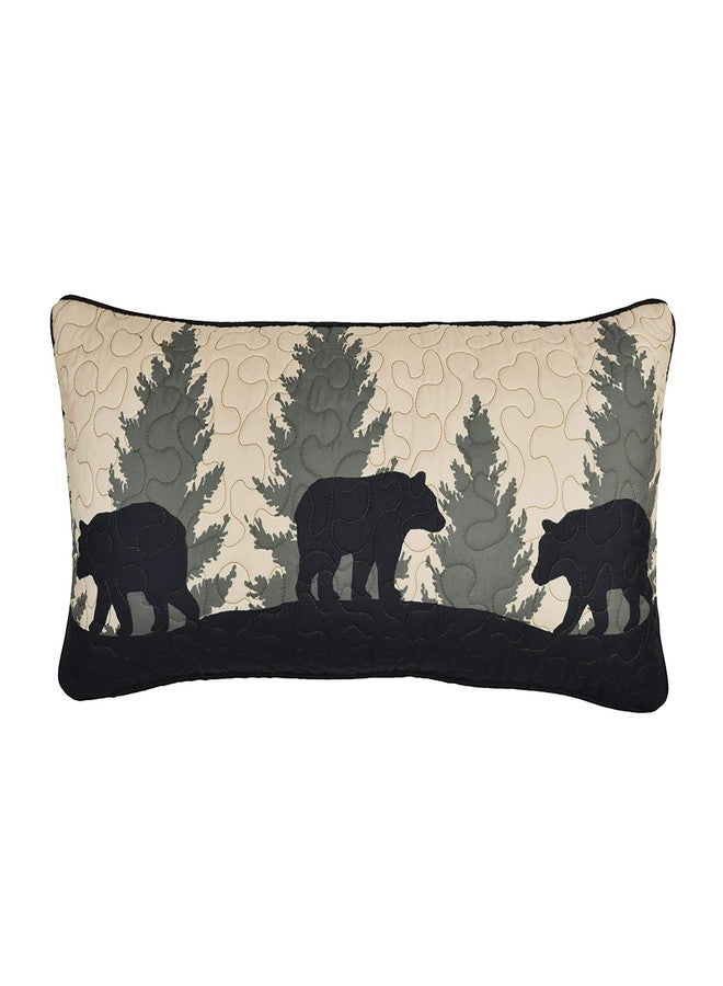 Donna Sharp Throw Pillow - Bear Walk Plaid Lodge Decorative Throw Pillow with Bear Pattern - Rectangular - Image 1