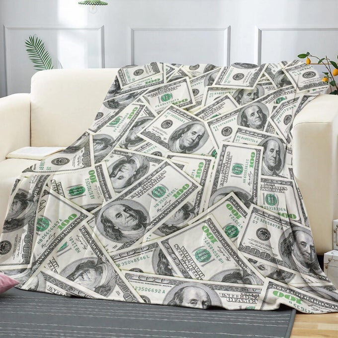 MONEY THROW BLANKET A PILE OF 100 DOLLAR BILL COZY DECOR NAP CASH BLANKETS GIFT SOFA BED COUCH CHAIR OR DORM THROWS 5060 INCHES