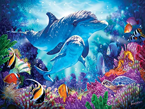 SUNSOUT INC - Dolphin Guardian - 500 pc Jigsaw Puzzle by Artist: Steve Sundram - Finished Size 18" x 24" - MPN# 70926 - Image 4