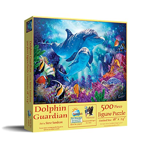 SUNSOUT INC - Dolphin Guardian - 500 pc Jigsaw Puzzle by Artist: Steve Sundram - Finished Size 18" x 24" - MPN# 70926 - Image 2