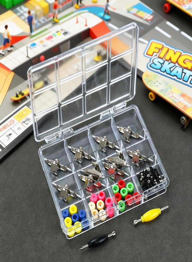 DisplayMore 101PCS 33MM Ultra-Professional Extended Fingerboard Trucks & Multicolor Bearingless Wheels & Black Screws & Nuts & Spanner Tool Parts Kit Case for Fingerboard Skateboard Wooden Deck - Image 4