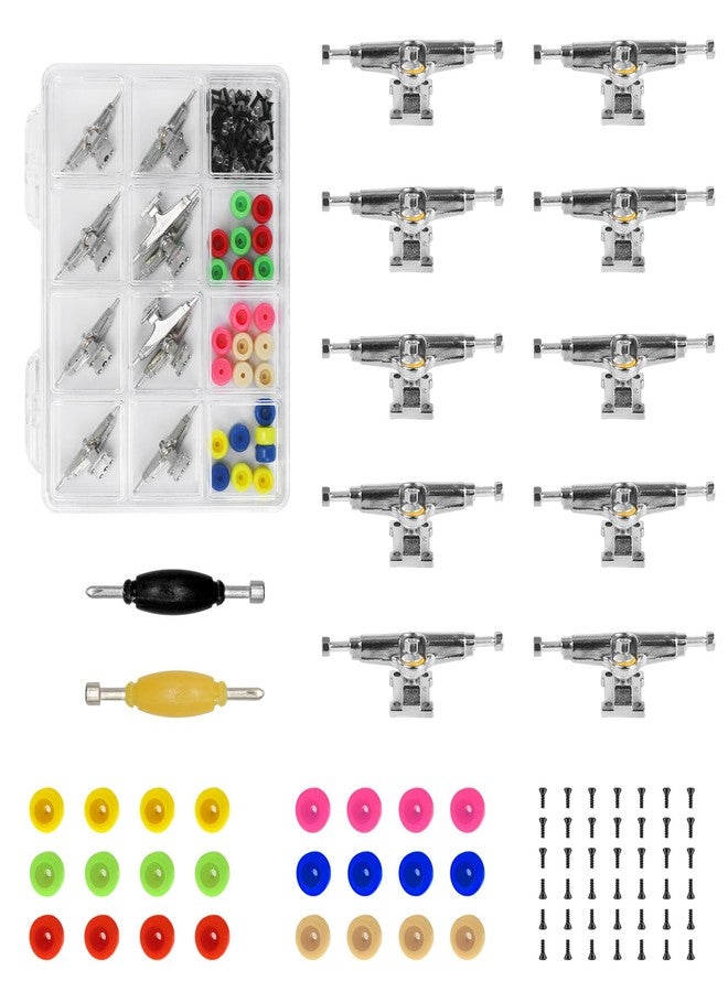DisplayMore 101PCS 33MM Ultra-Professional Extended Fingerboard Trucks & Multicolor Bearingless Wheels & Black Screws & Nuts & Spanner Tool Parts Kit Case for Fingerboard Skateboard Wooden Deck - Image 1