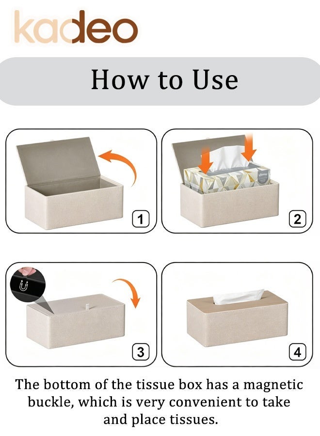 kadeo Rectangular PU Leather Tissue Box Holder, with Magnetic Base Tissue Box Cover, Waterproof Facial Tissue Organizer, Elegant Napkin Storage Cover for Coffee Table, Office Desk, Bedroom and Bathroom Decor 24*14*10.5CM - Image 4