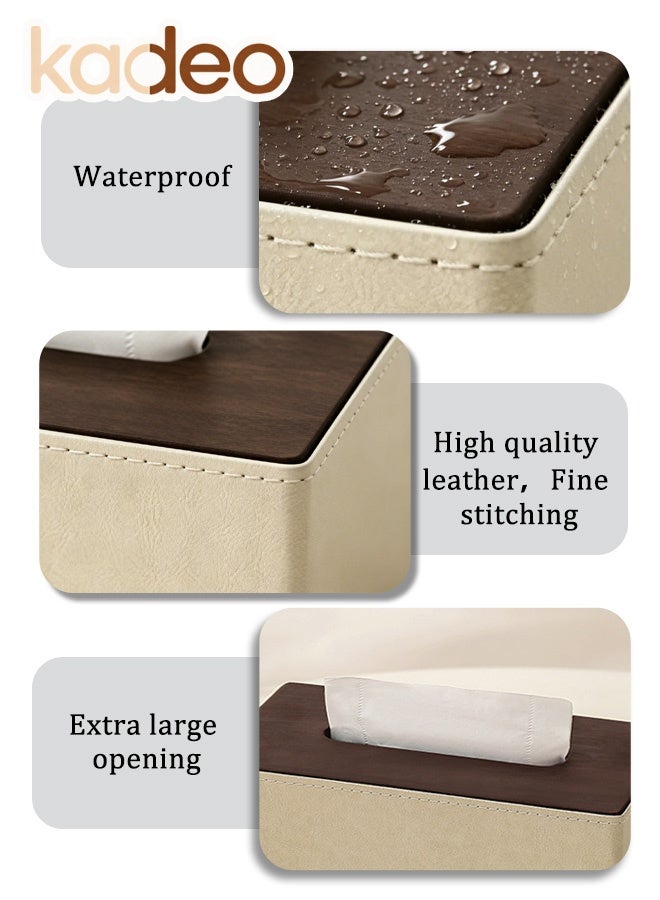 kadeo Rectangular PU Leather Tissue Box Holder, with Magnetic Base Tissue Box Cover, Waterproof Facial Tissue Organizer, Elegant Napkin Storage Cover for Coffee Table, Office Desk, Bedroom and Bathroom Decor 24*14*10.5CM - Image 2