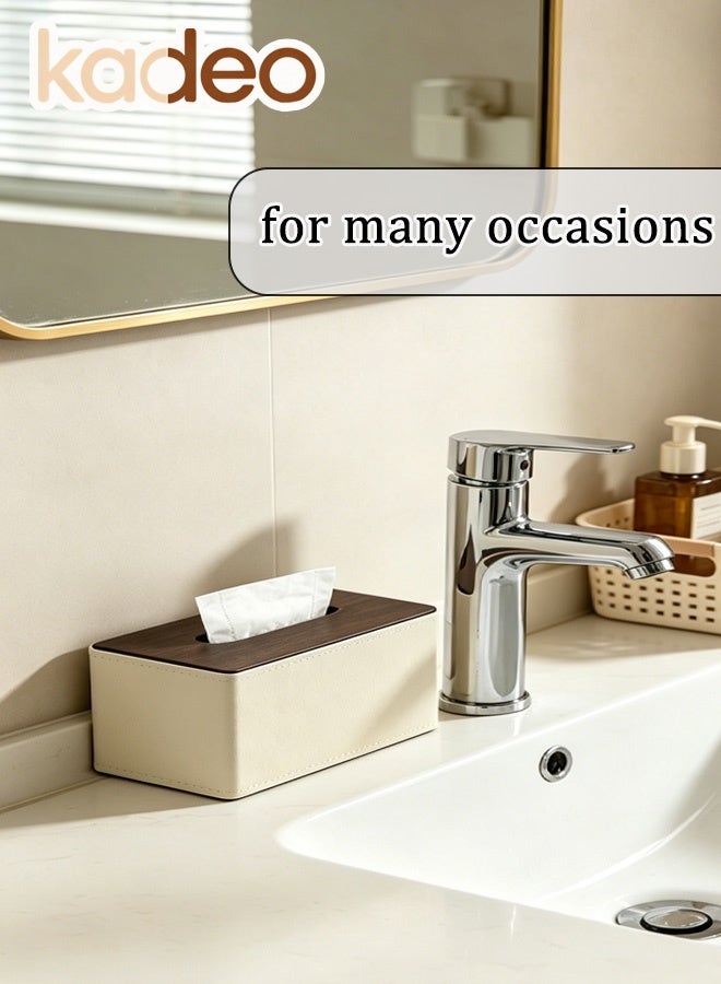 kadeo Rectangular PU Leather Tissue Box Holder, with Magnetic Base Tissue Box Cover, Waterproof Facial Tissue Organizer, Elegant Napkin Storage Cover for Coffee Table, Office Desk, Bedroom and Bathroom Decor 24*14*10.5CM - Image 5