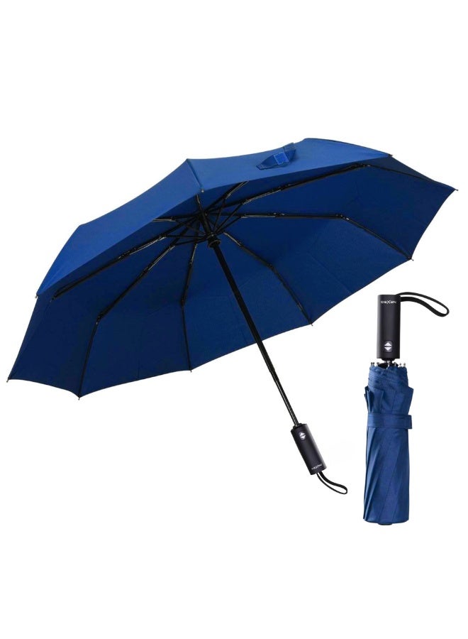 Nexso Blue Automatic Travel Umbrella – Windproof, Waterproof, UV Protection, One-Touch Open/Close, Compact & Portable, Teflon-Coated, Black, for Men & Women - Image 1