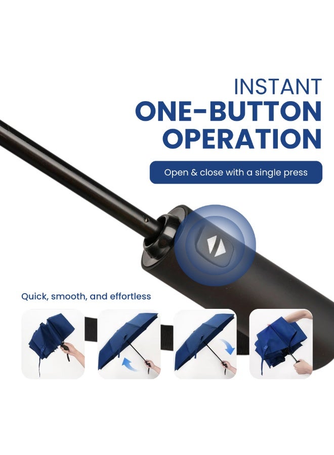 Nexso Blue Automatic Travel Umbrella – Windproof, Waterproof, UV Protection, One-Touch Open/Close, Compact & Portable, Teflon-Coated, Black, for Men & Women - Image 5
