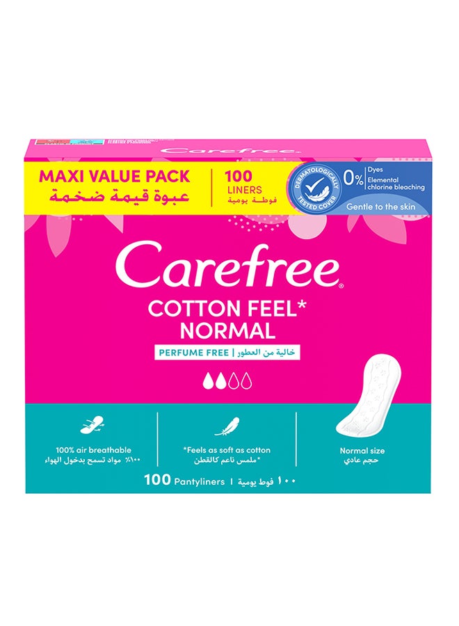 Carefree Cotton Feel Uncented For Normal Flow Panty Liners 100 Pcs - Image 1