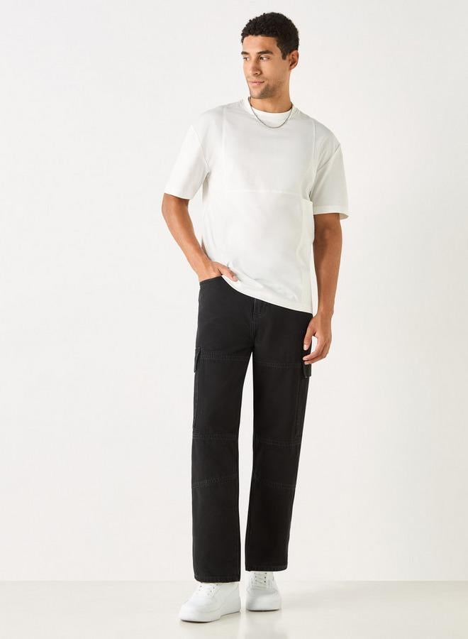 Lee Cooper Textured Cut and Sew T-shirt with Crew Neck - Image 2