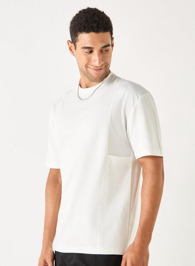 Lee Cooper Textured Cut and Sew T-shirt with Crew Neck - Image 1