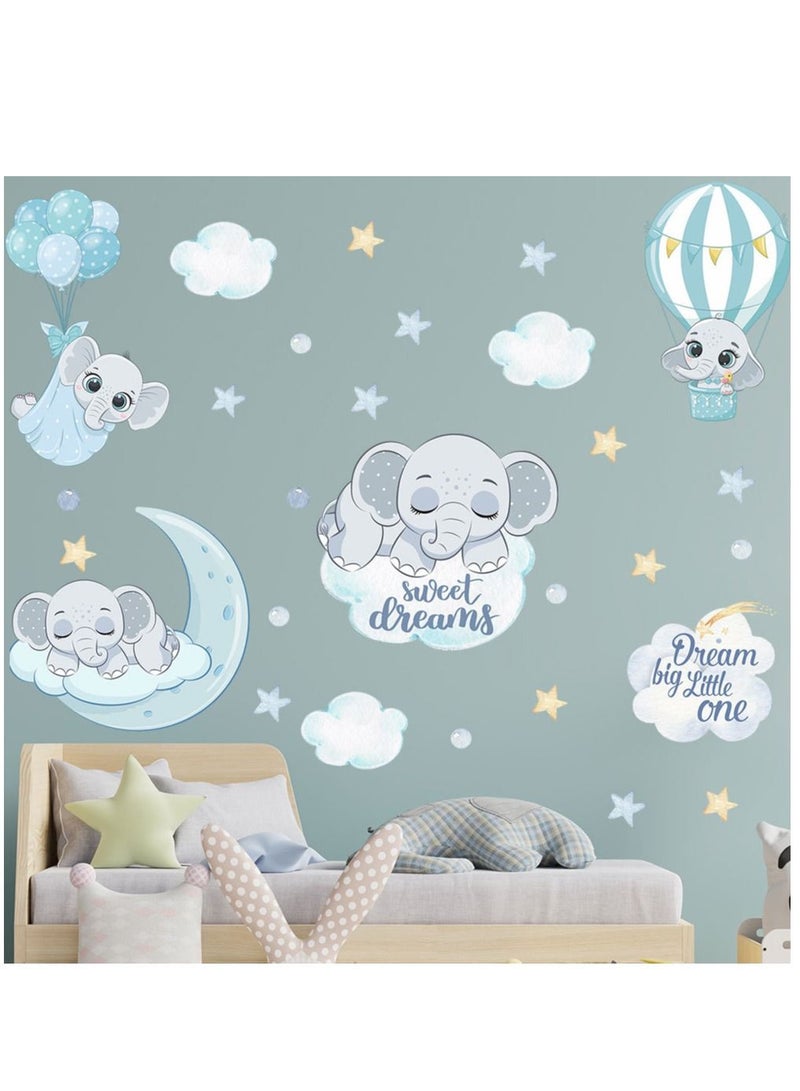 Bluejw ملصقات حائط سحاب الفيل الكرتونية مثالية لغرف نوم الأطفال ورياض الأطفال - Image 5