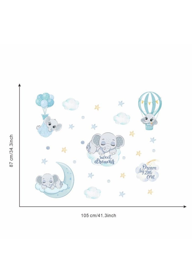 Bluejw ملصقات حائط سحاب الفيل الكرتونية مثالية لغرف نوم الأطفال ورياض الأطفال - Image 2
