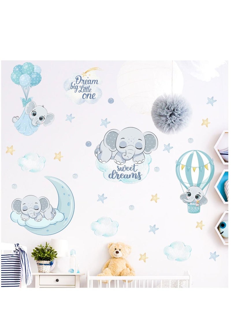 Bluejw ملصقات حائط سحاب الفيل الكرتونية مثالية لغرف نوم الأطفال ورياض الأطفال - Image 4