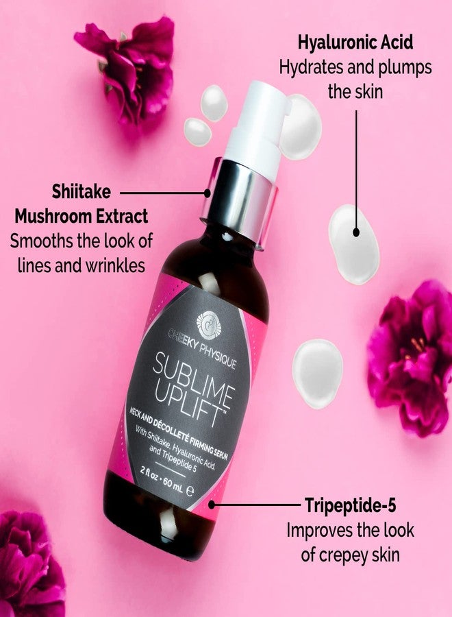 Cheeky Physique Sublime Uplift Neck Firming Serum - Tightening Cream for Crepey Skin & Wrinkles on the Neck, Chest & Decollete - Anti Aging Treatment Lotion with Shiitake Mushroom Extract, Hyaluronic Acid & Peptides - Image 3