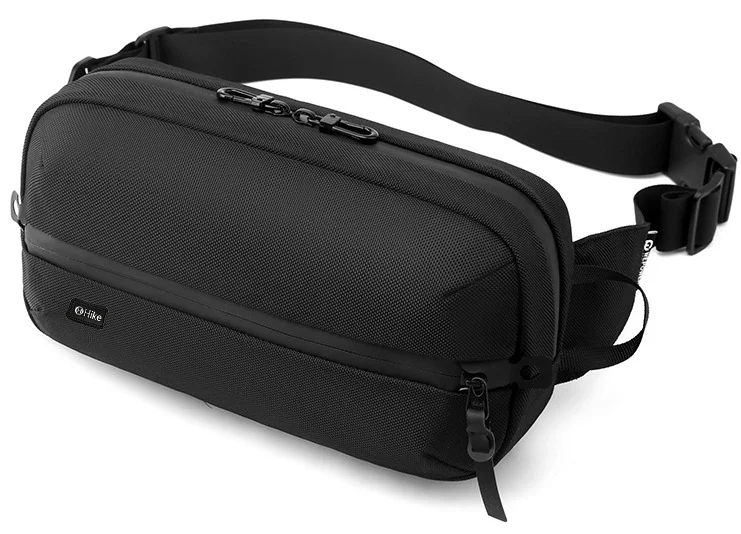 Hike Black Waist 11-inch Bag Anti-Theft Water Resistant Shock Proof Business Leisure Crossbody Chest Bag for Men and Women, HK2121, Black  | Best Price UAE