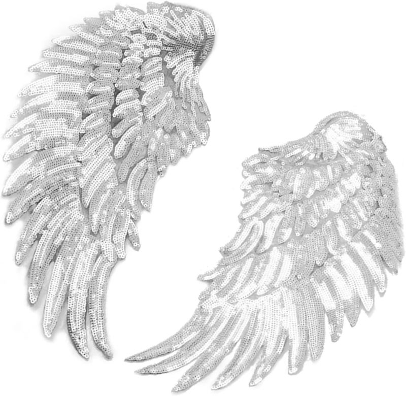 GLOGLOW Nan 1 Pair Sequin Wing Appliques, Cloth Sequins Iron On Patch, Bling Decoration for Jackets or Valentine's Gifts Other Sewing and Embroidery Supplies - Image 3