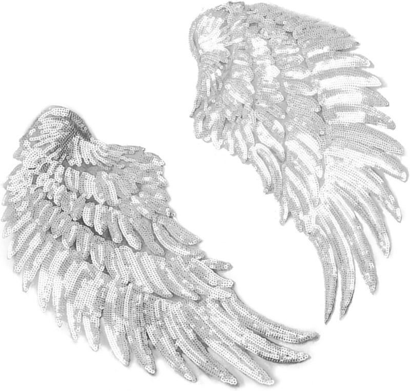 GLOGLOW Nan 1 Pair Sequin Wing Appliques, Cloth Sequins Iron On Patch, Bling Decoration for Jackets or Valentine's Gifts Other Sewing and Embroidery Supplies - Image 2
