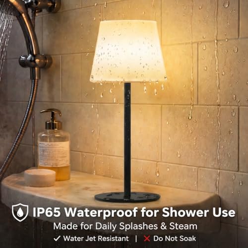 EZVALO Spa-Like Shower Lamp – IP65 Waterproof Bathroom Lamp, Rechargeable Cordless Mood Light, 3 Color Temps for Relaxing Bathroom & Bathtub Experience 1 Pack (Black) - Image 2