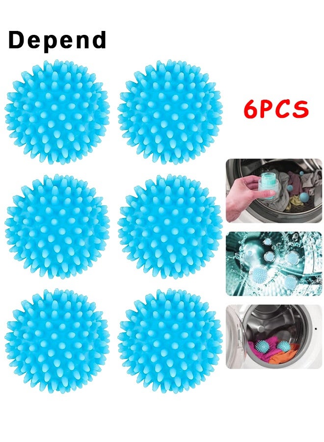 Depend Tumble Dryer Balls, Dryer Balls Set Of 6, Energy Saving Dryer Balls, Reusable Tumble Dryer Clothes Softener Washing Machine Balls For Home Washing Machine Quick Drying, Blue - Image 1