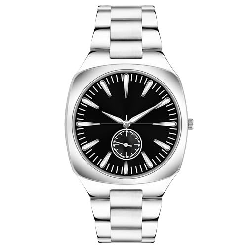 Acnos Analog Plain Stainless Steel Strap Watch for Men & Women – Multiple Dial Colors (Black) - Image 1