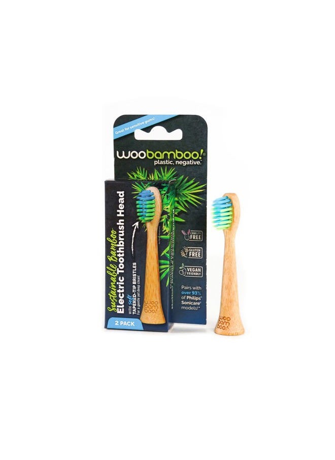 WooBamboo - WooBamboo! Electric Toothbrush Replacement Heads (Soft) Sustainable BPA-Free Electric Toothbrush Heads Made from Bamboo (Pack of 2) - Image 1