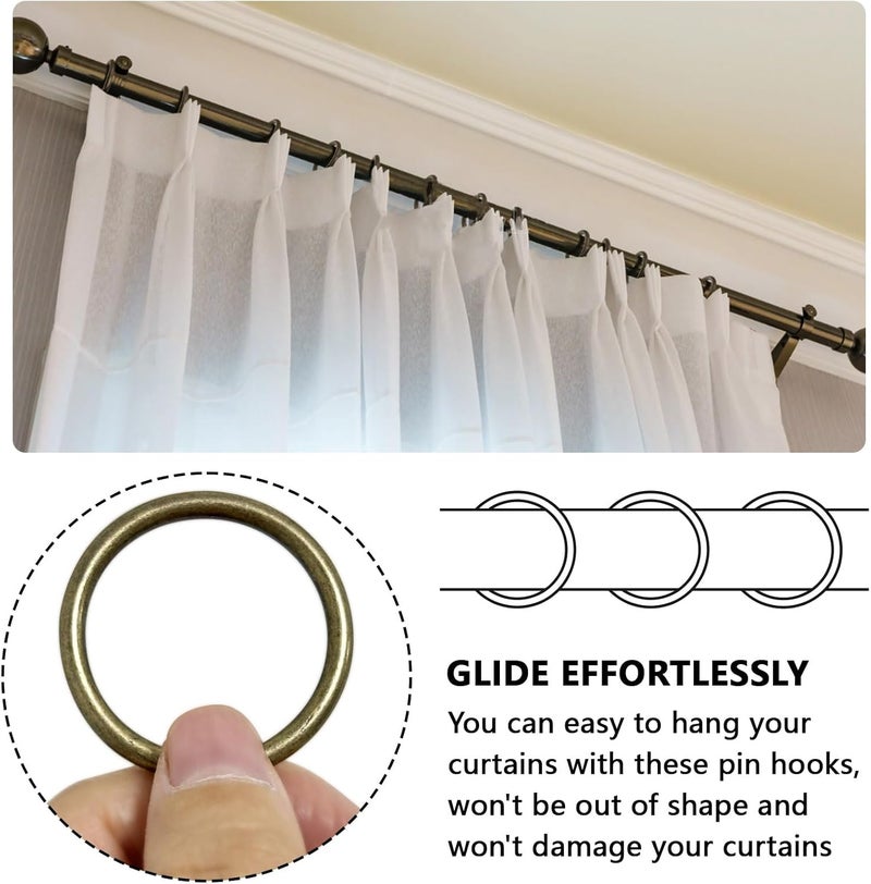 KAHIT 30 Pack Curtain Hooks for Drapes Curtain Pin Hooks and 30 Pack Bronze Curtain Rings Oil Rubbed Bronze Curtain Rings with Hooks Bathroom Curtain Hooks Drapery Rings Curtain Rings for Drapes - Image 2