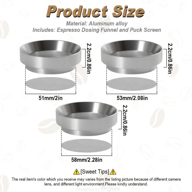 Black 58mm Bottomless Portafilter Set with Dosing Ring and Puck Screen - Image 3