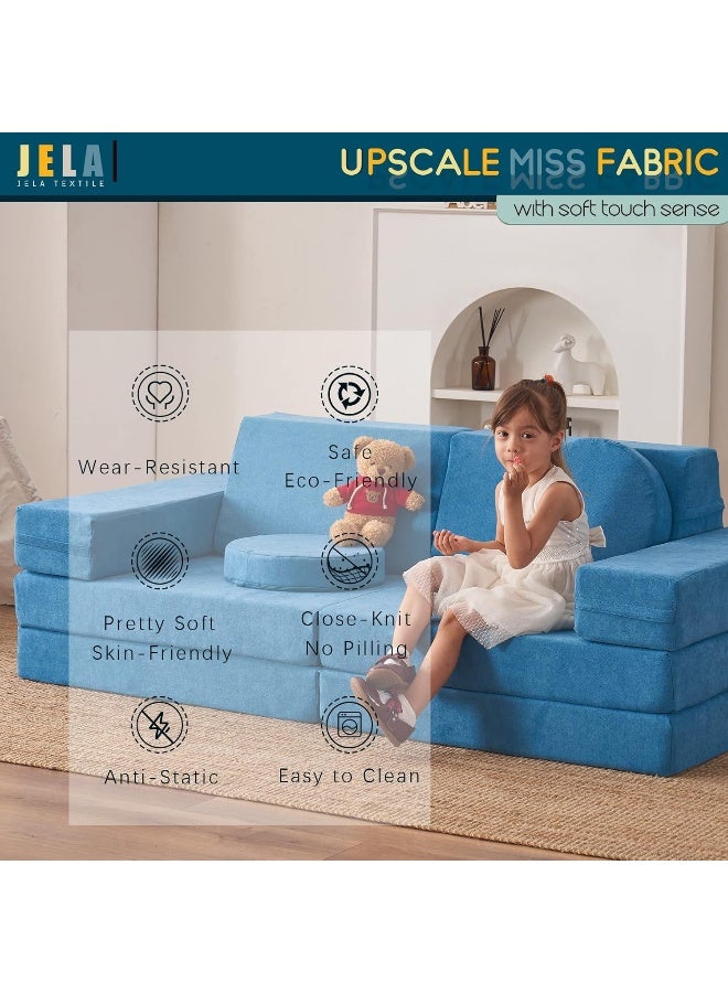 Jela Kids Luxury Floor Play Couch, Sofa Modular Furniture for Adults & Toddlers, Teal - Image 5