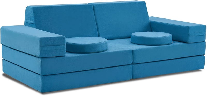 Jela Kids Luxury Floor Play Couch, Sofa Modular Furniture for Adults & Toddlers, Teal - Image 3