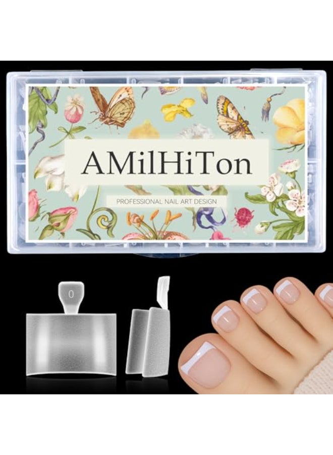 AMilHiTon Toe Nail Tips Square Half Cover for Wide Short Nail Beds Matte Preshaped Press on Toenails for Women Extensions Home DIY Nail Salon 360PCS 12Sizes - Image 1