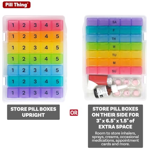 pill thing 5 Times a Day Weekly Pill Box Organizer Case, Secure 7 Day Pillbox with Medication Schedule (5 Time-a-Day) - Image 2