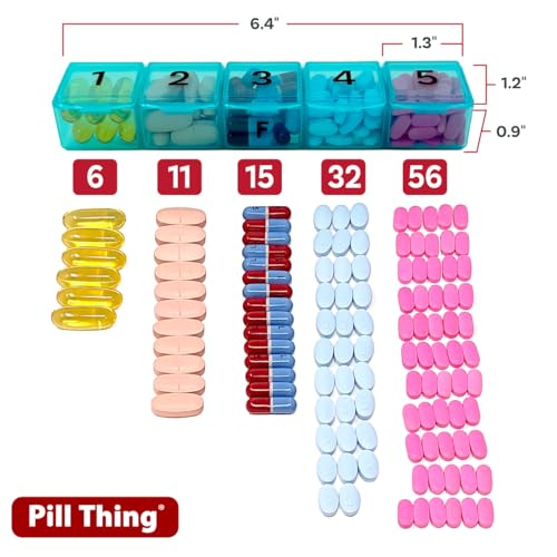 pill thing 5 Times a Day Weekly Pill Box Organizer Case, Secure 7 Day Pillbox with Medication Schedule (5 Time-a-Day) - Image 4