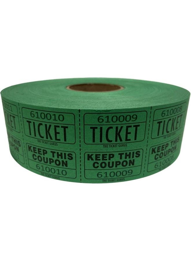 The Ticket Gurus - Raffle Tickets (4 Rolls Of 2000 Double Tickets) 8000 Total 50 50 Raffle Tickets (Blue Yellow Red Green) - Image 1