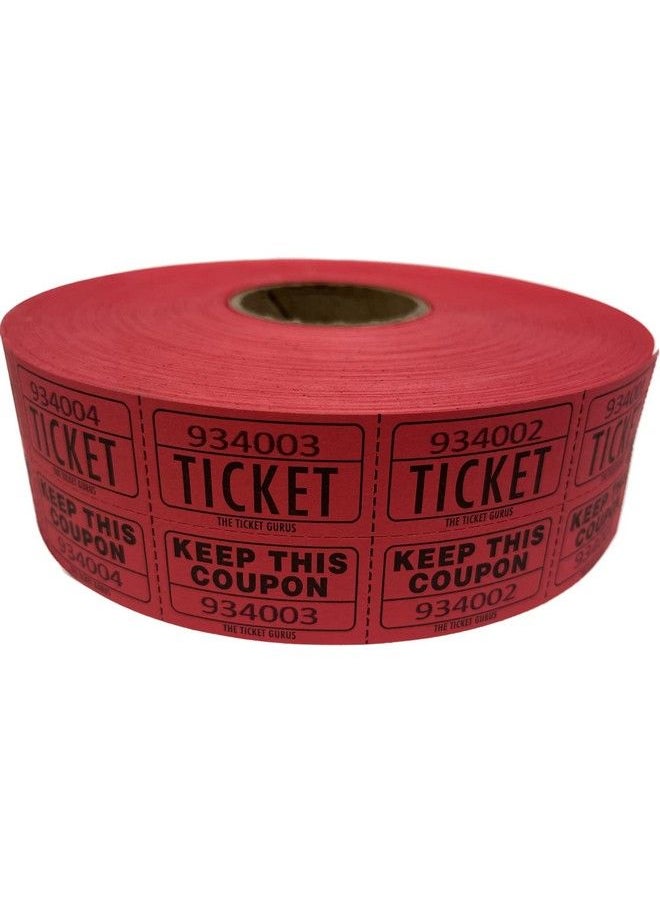 The Ticket Gurus - Raffle Tickets (4 Rolls Of 2000 Double Tickets) 8000 Total 50 50 Raffle Tickets (Blue Yellow Red Green) - Image 1