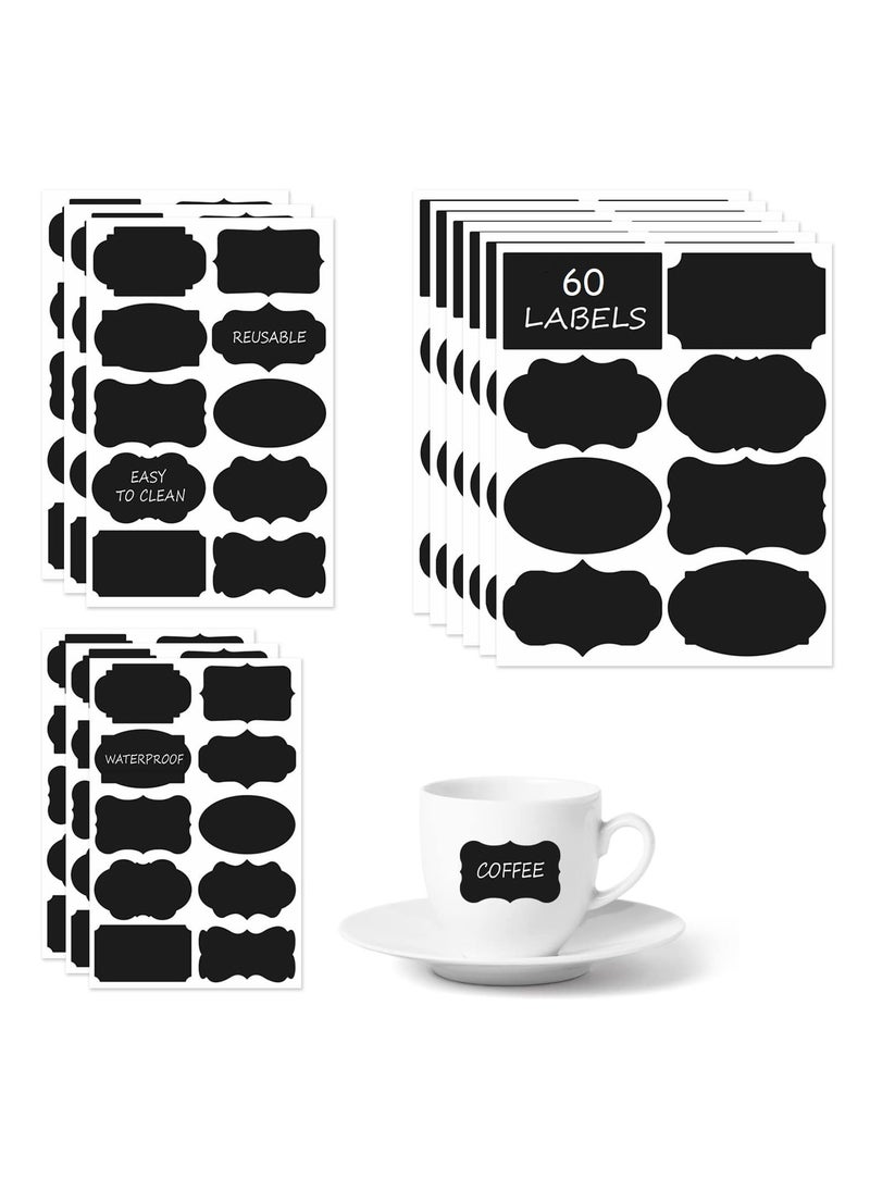 Generic 60 Chalkboard Labels and White Erasable Marker Storage Stickers black  - Image 1