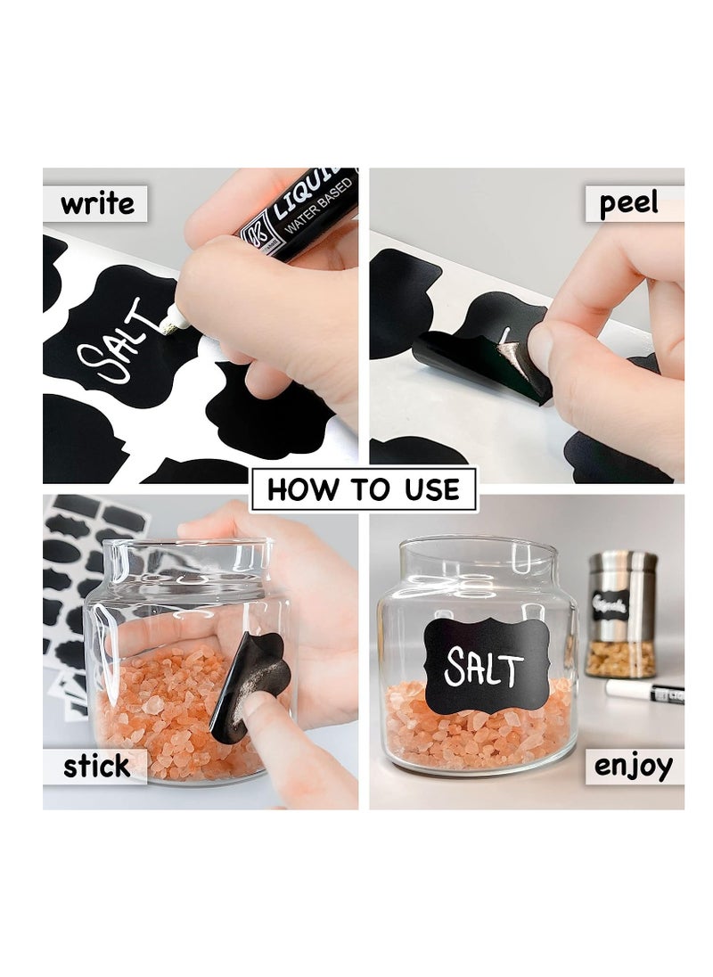 Generic 60 Chalkboard Labels and White Erasable Marker Storage Stickers black  - Image 3
