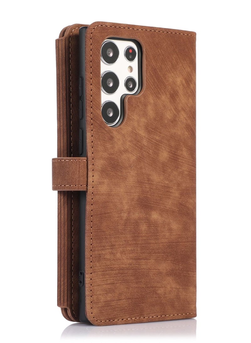 Suteni Zipped Flip Cover Card Slots Leather Phone Case for Samsung - Image 2