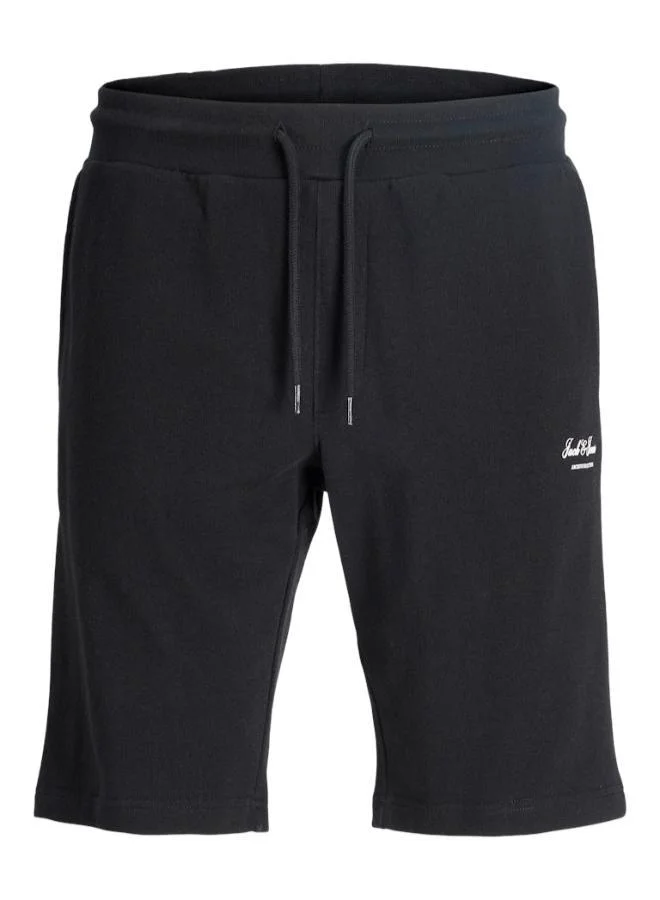 JACK & JONES Black Logo Drawstring Sweat Shorts for Men | Best Price UAE