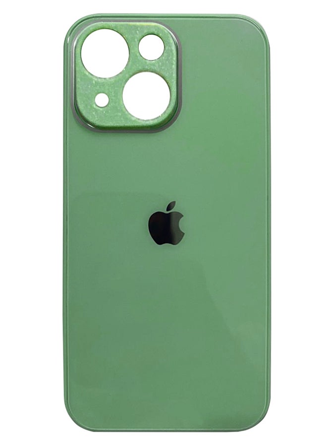iPhone 14 Plus Back Cover Tempered Glass With Silicone Rubber Frame For IPhone 14 Plus Case - Green