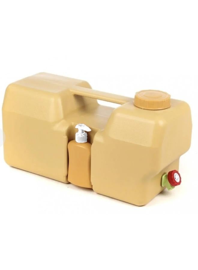 دلو تخزين مياه بلاستيكي خالٍ من مادة BPA سعة 20 لتر للتخييم مع صنبور وزجاجة معقم لليدين - Image 1