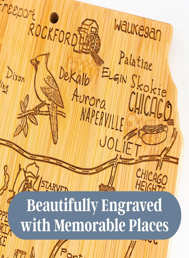 Totally Bamboo Destination Illinois State Shaped Cutting Board, Charcuterie and Cheese Serving Board - Illinois Gift for Home Décor or Everyday Kitchen Use - Image 3