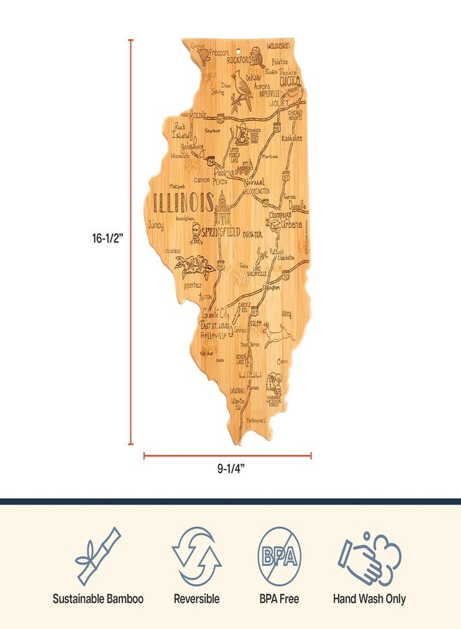 Totally Bamboo Destination Illinois State Shaped Cutting Board, Charcuterie and Cheese Serving Board - Illinois Gift for Home Décor or Everyday Kitchen Use - Image 4
