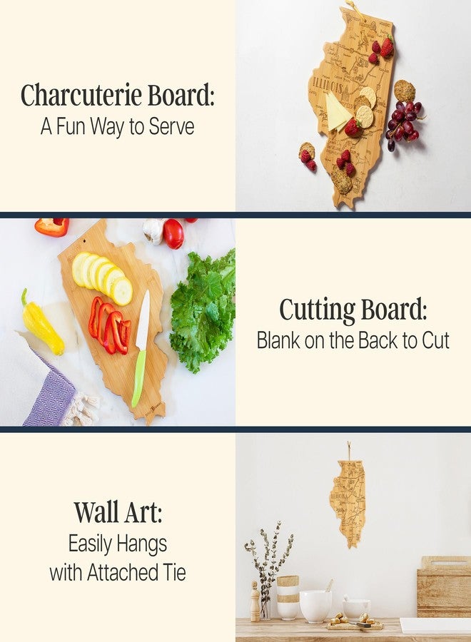 Totally Bamboo Destination Illinois State Shaped Cutting Board, Charcuterie and Cheese Serving Board - Illinois Gift for Home Décor or Everyday Kitchen Use - Image 2