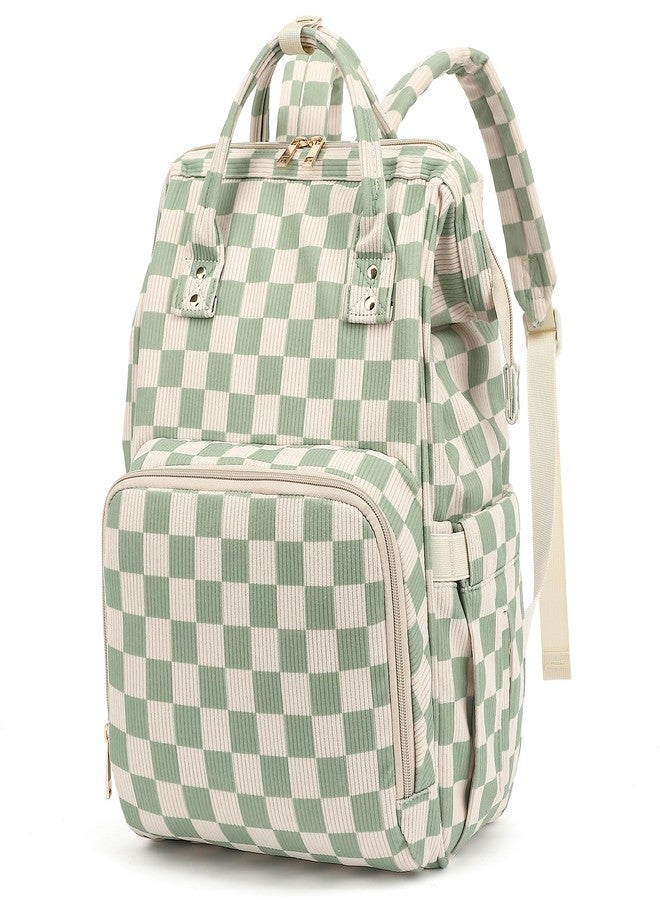 Dezcrab Baby Diaper Bag Backpack for Mom, Large Capacity Travel Nappy Bag for Boys & Girls with Stroller Straps (Corduroy Checkered Green) - Image 1