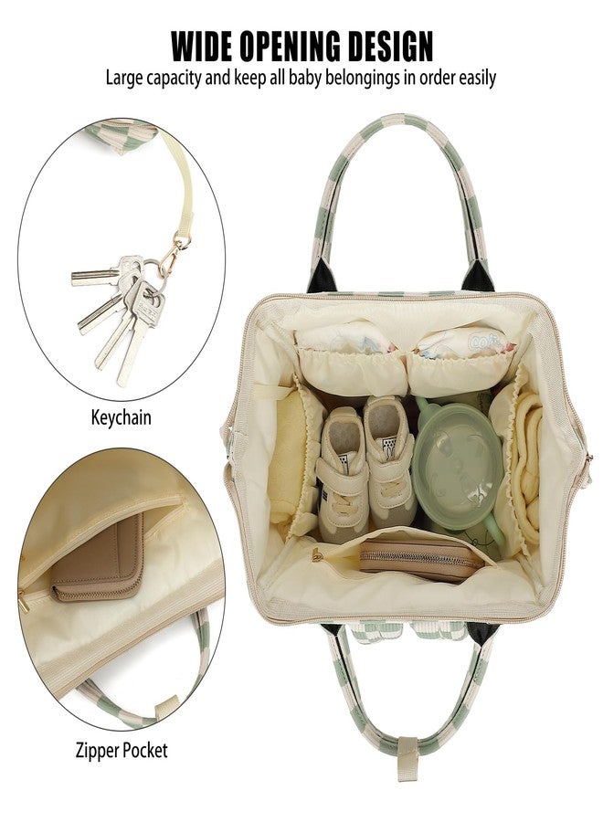Dezcrab Baby Diaper Bag Backpack for Mom, Large Capacity Travel Nappy Bag for Boys & Girls with Stroller Straps (Corduroy Checkered Green) - Image 5